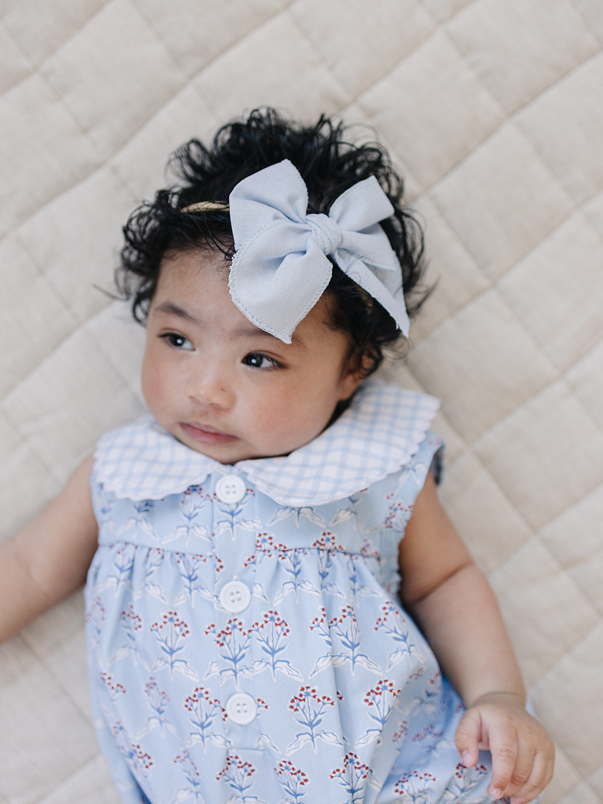 Mebie Baby Blue Meadow Bubble Romper