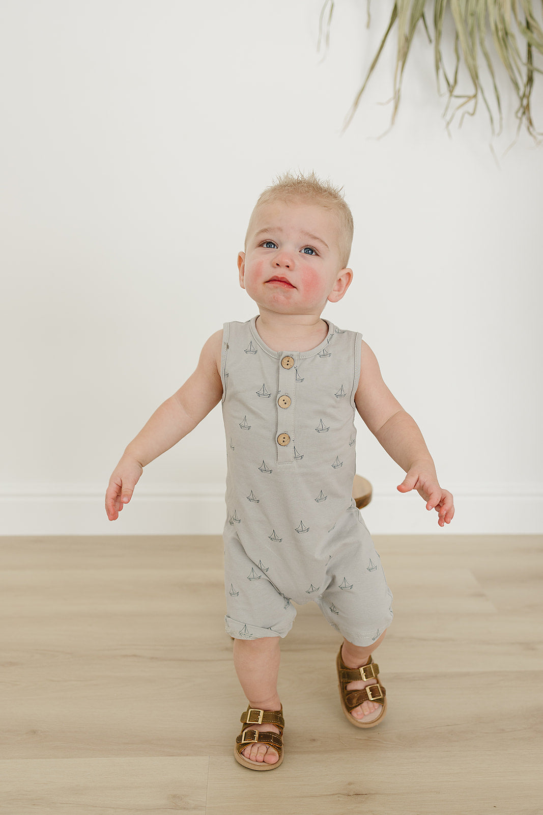 Mebie Baby Short Romper - Sail Boat