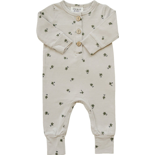 Mebie Baby Floral Long Sleeve Button Romper