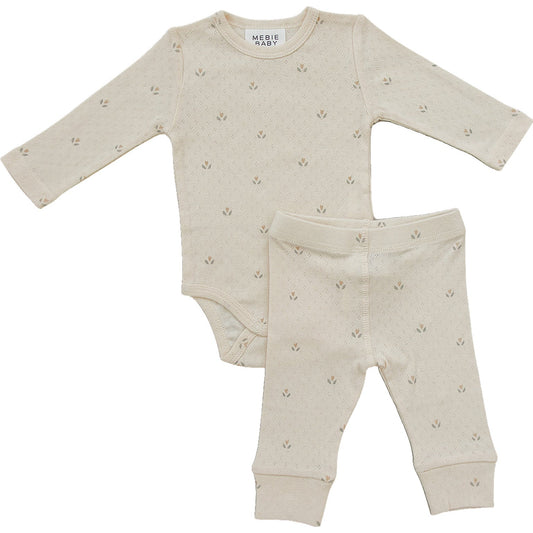 Mebie Baby Cream Tulip Pointelle Set
