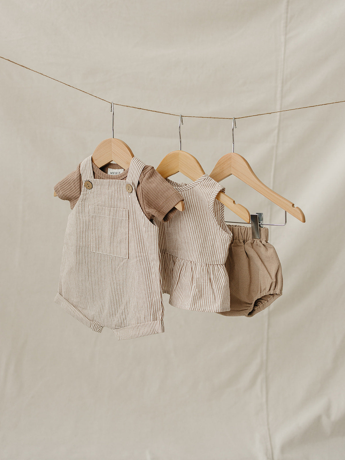 Mebie Baby Tan Stripes Peplum Set