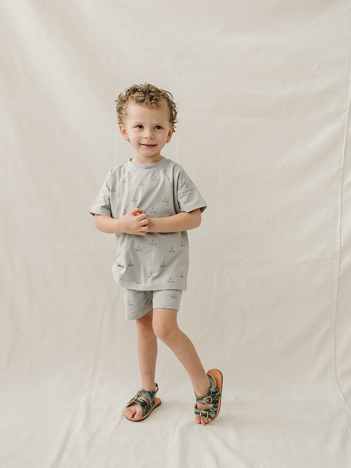 Mebie Baby Sailboat Button Short Set