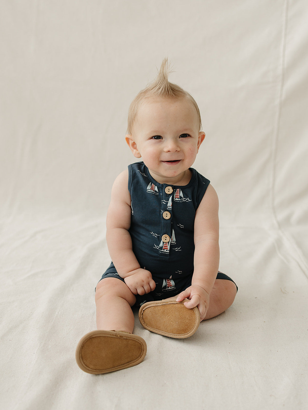 Mebie Baby Sailboat Short Romper
