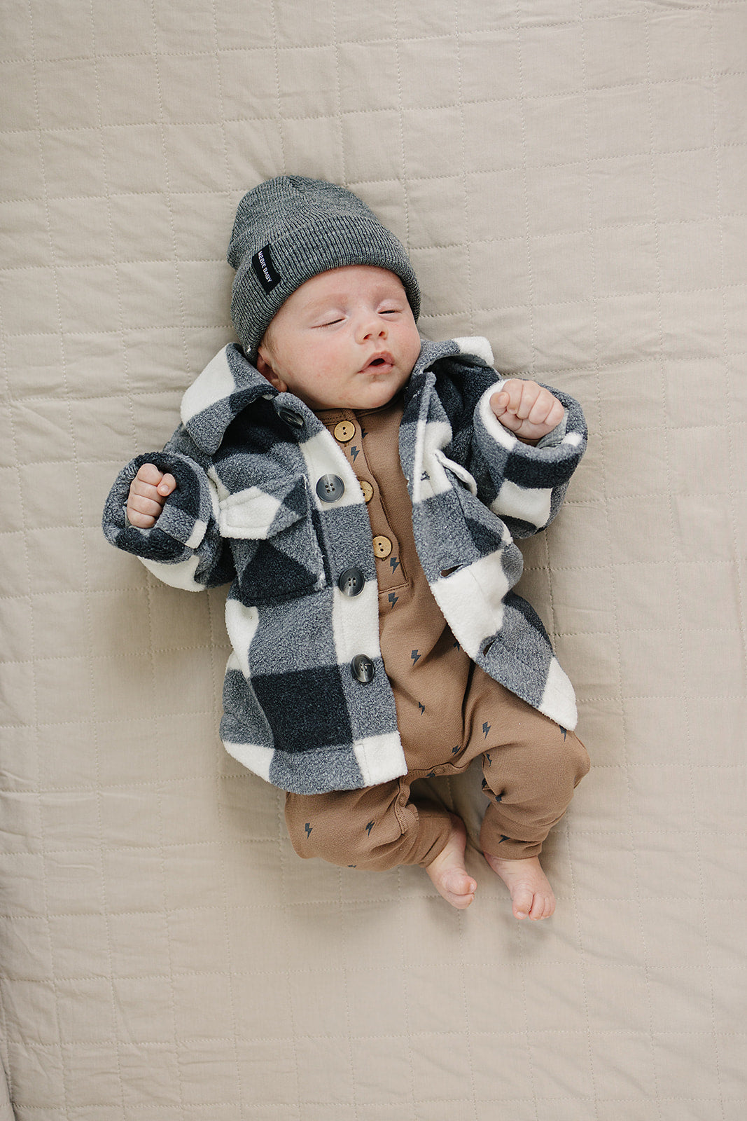 Mebie Baby Checkered Sherpa Shacket