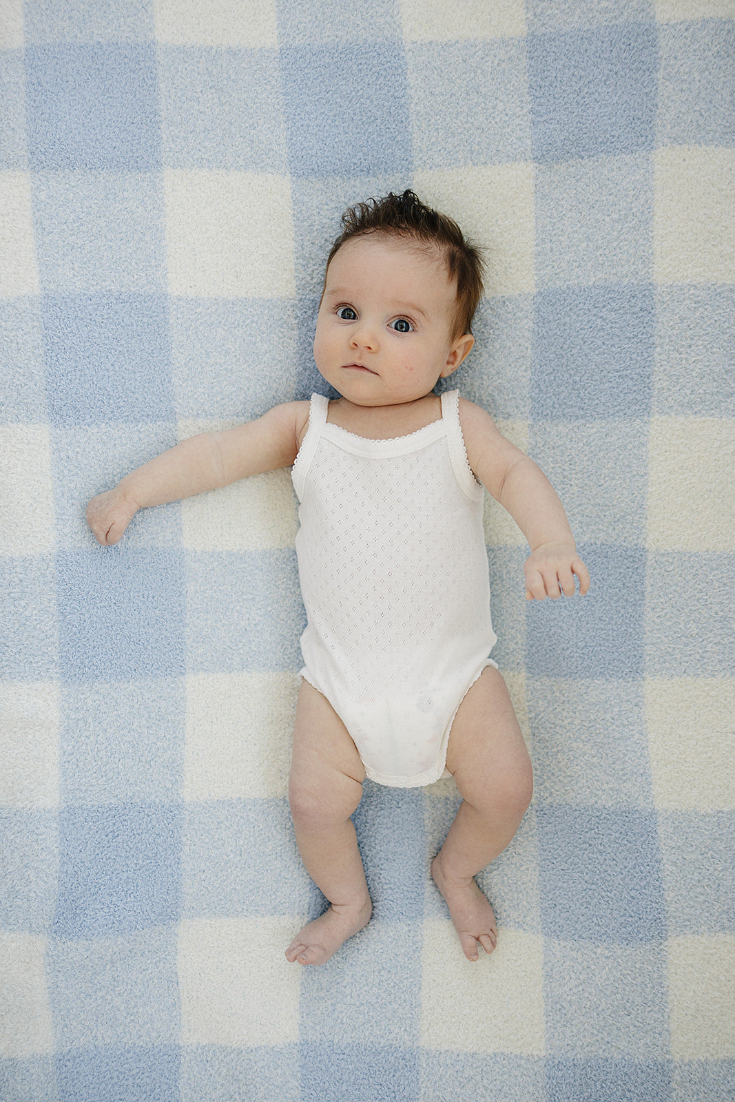 Mebie Baby Pointelle Tank Bodysuit - White