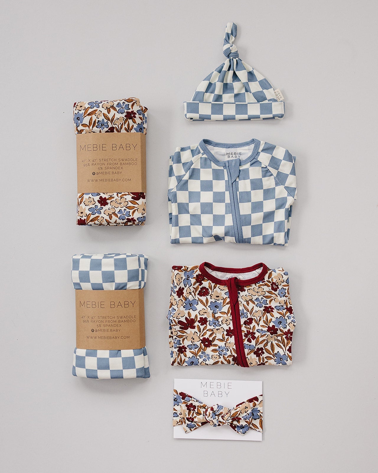 Mebie Baby Blue Checkered Bamboo Zipper