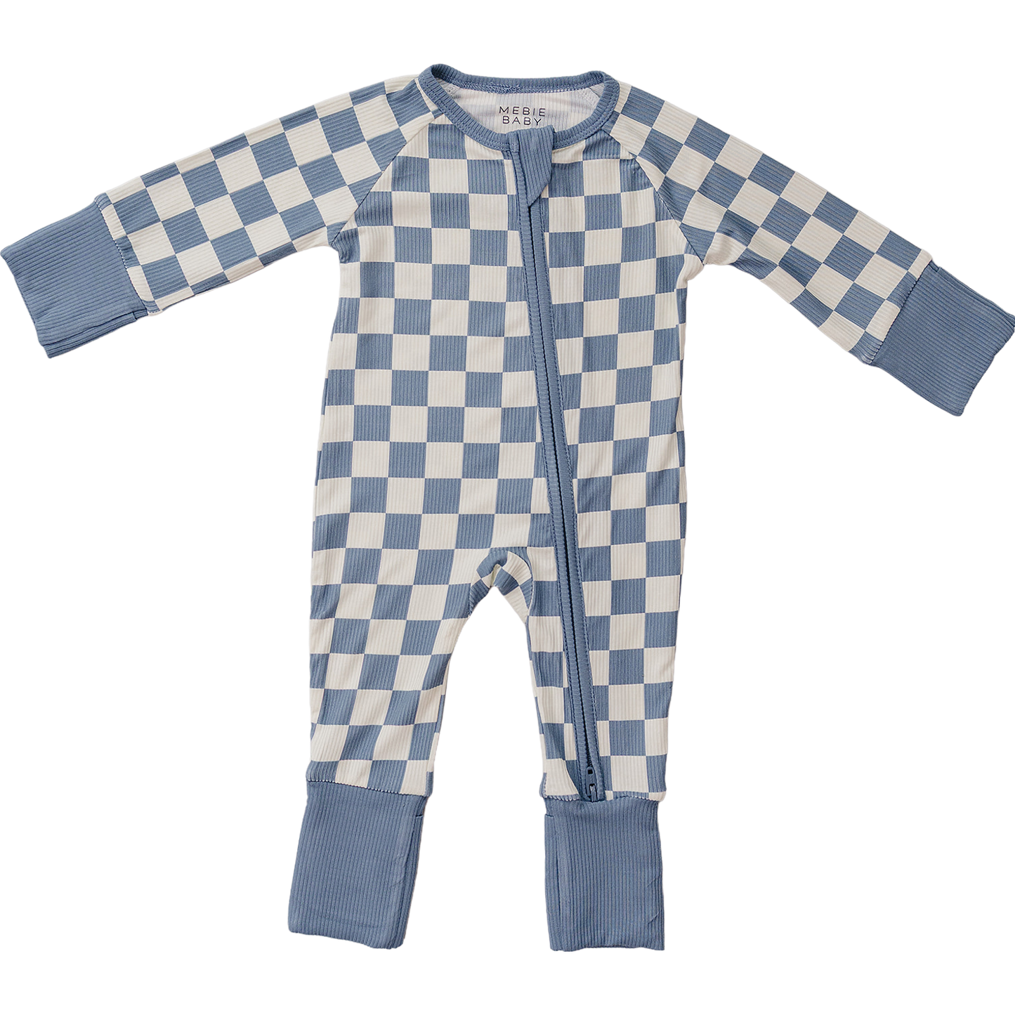 Mebie Baby Blue Checkered Bamboo Zipper