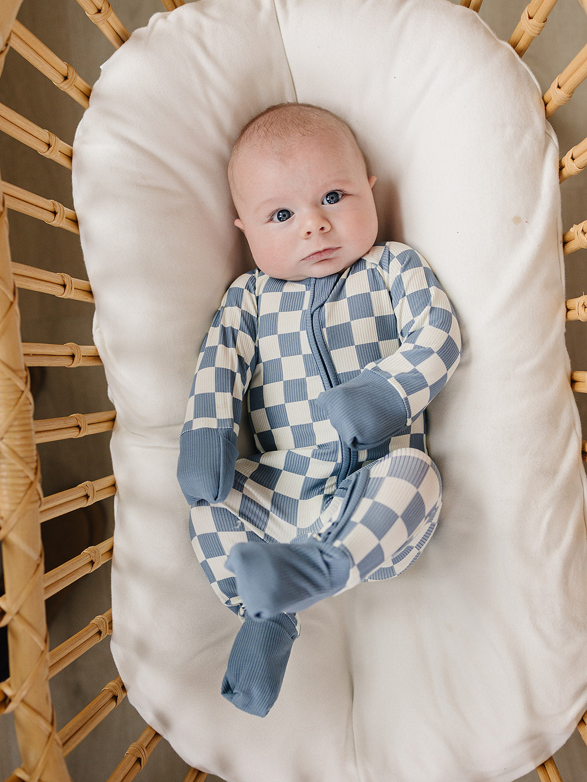 Mebie Baby Blue Checkered Bamboo Zipper
