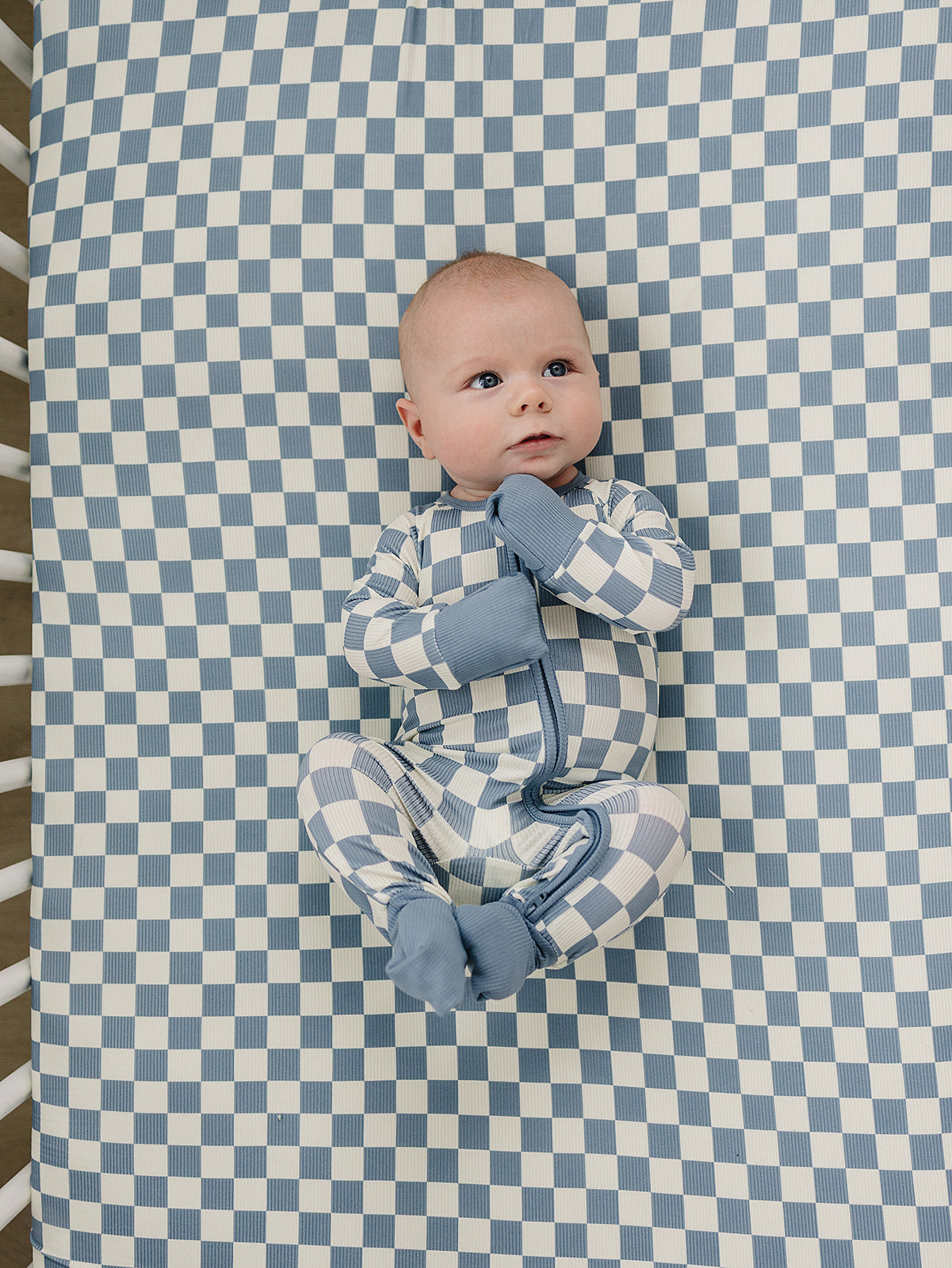 Mebie Baby Blue Checkered Bamboo Zipper
