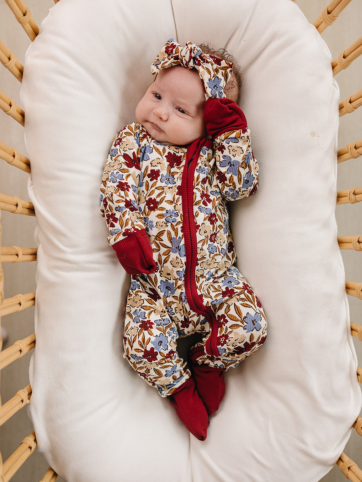 Mebie Baby Desert Floral Ribbed Bamboo Zipper