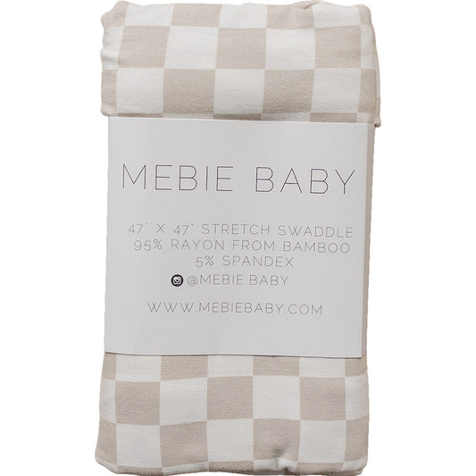 Mebie Baby Bamboo Stretch Swaddle - Taupe Checkered