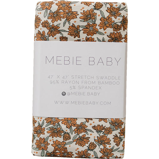 Mebie Baby Bamboo Stretch Swaddle - Cream Magnolia