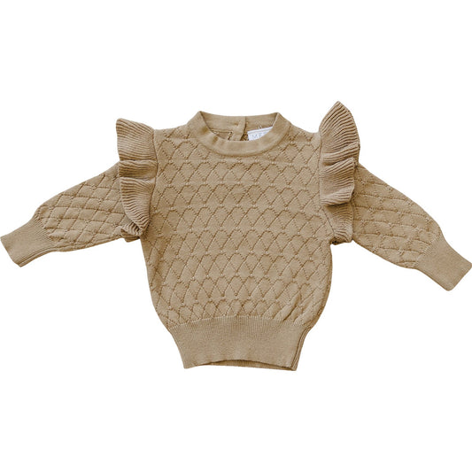 Mebie Baby Toffee Knit Ruffle Sweater