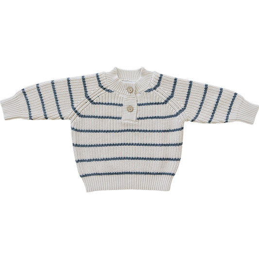 Mebie Baby Charcoal Stripe Button Knit Sweater