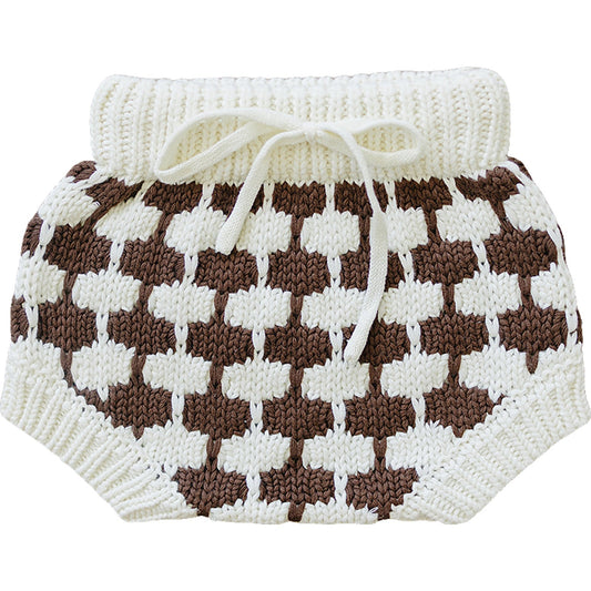 Mebie Baby Brown + Cream Knit Bloomers