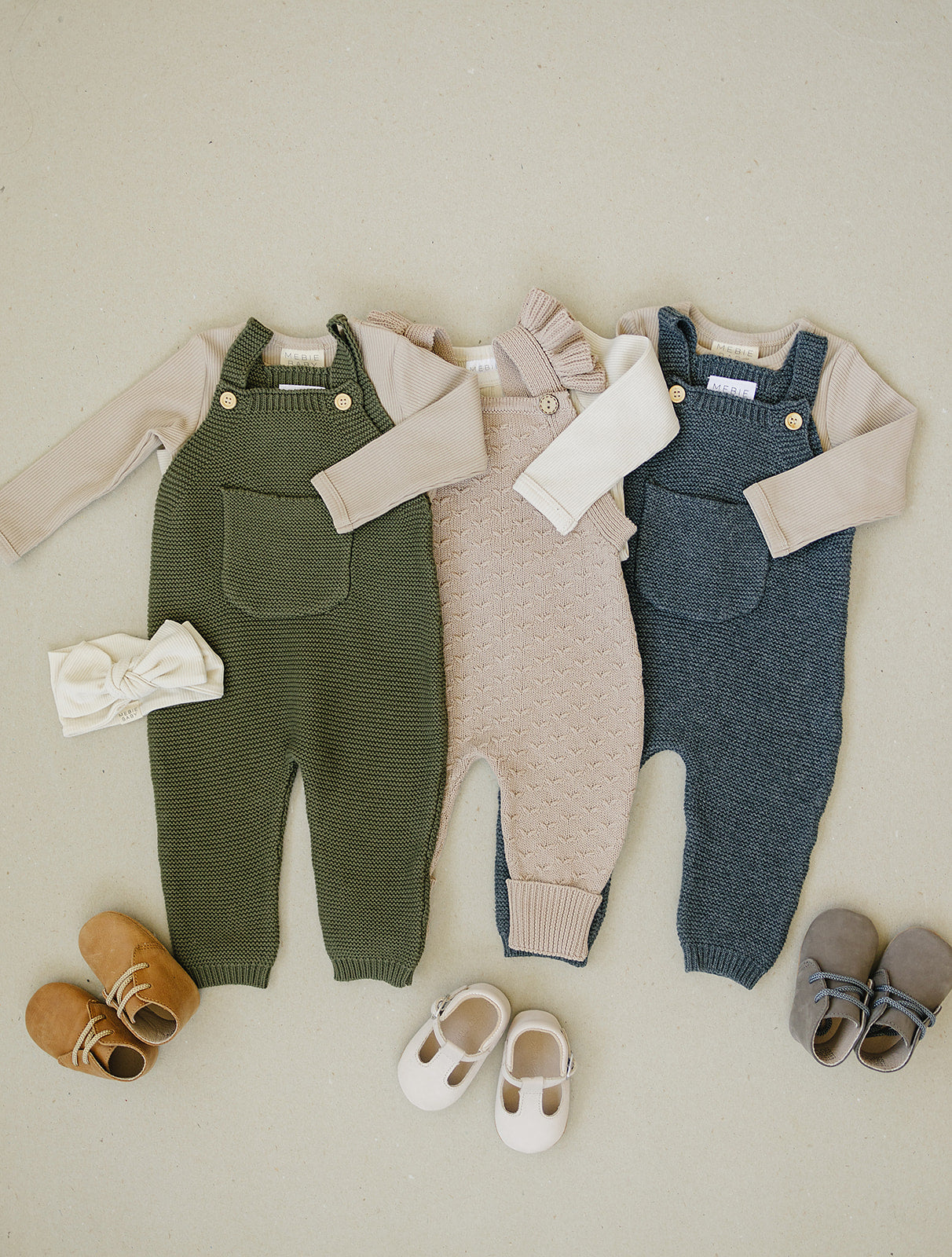 Mebie Baby Olive Knit Overalls