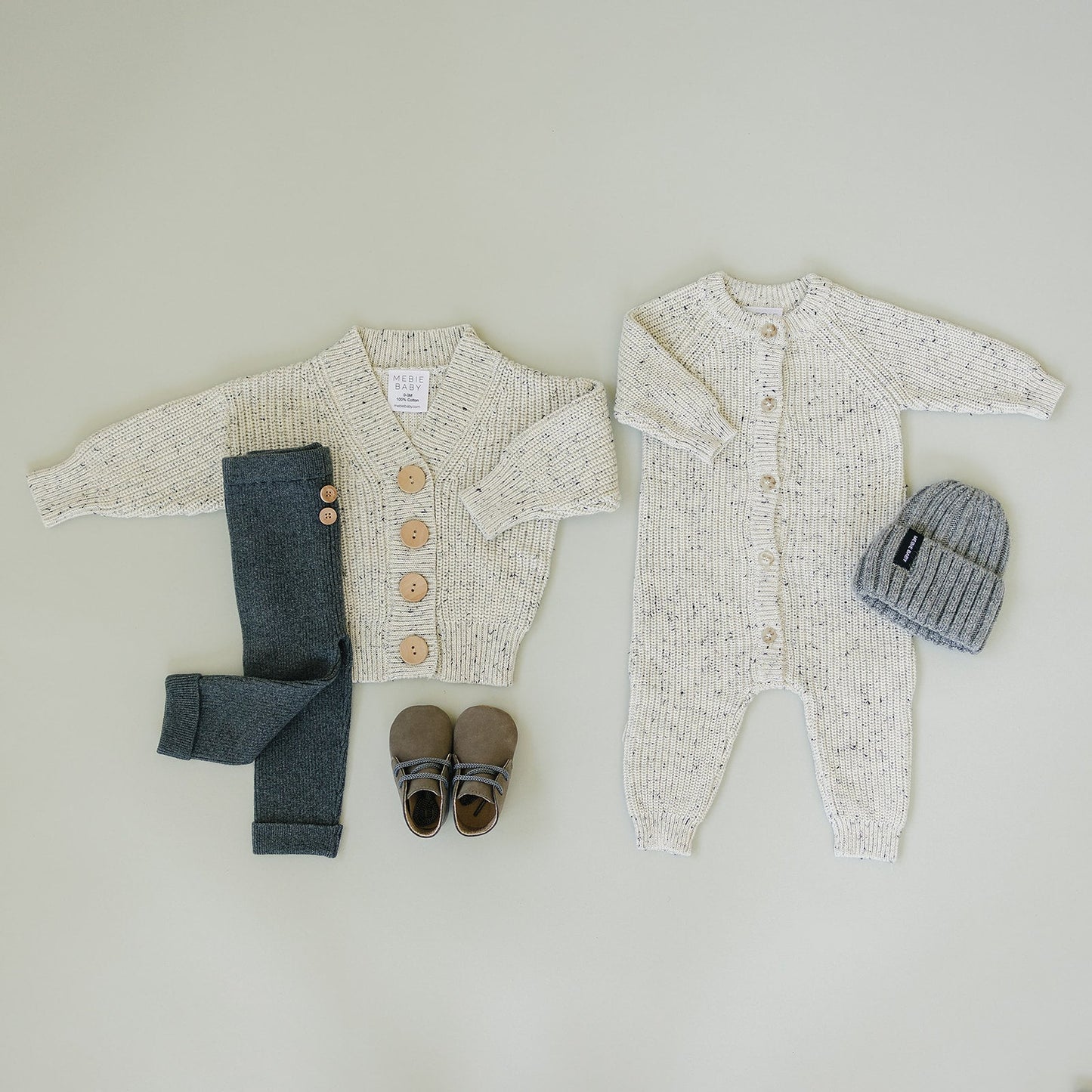 Mebie Baby Heather Grey Chunky Knit Romper