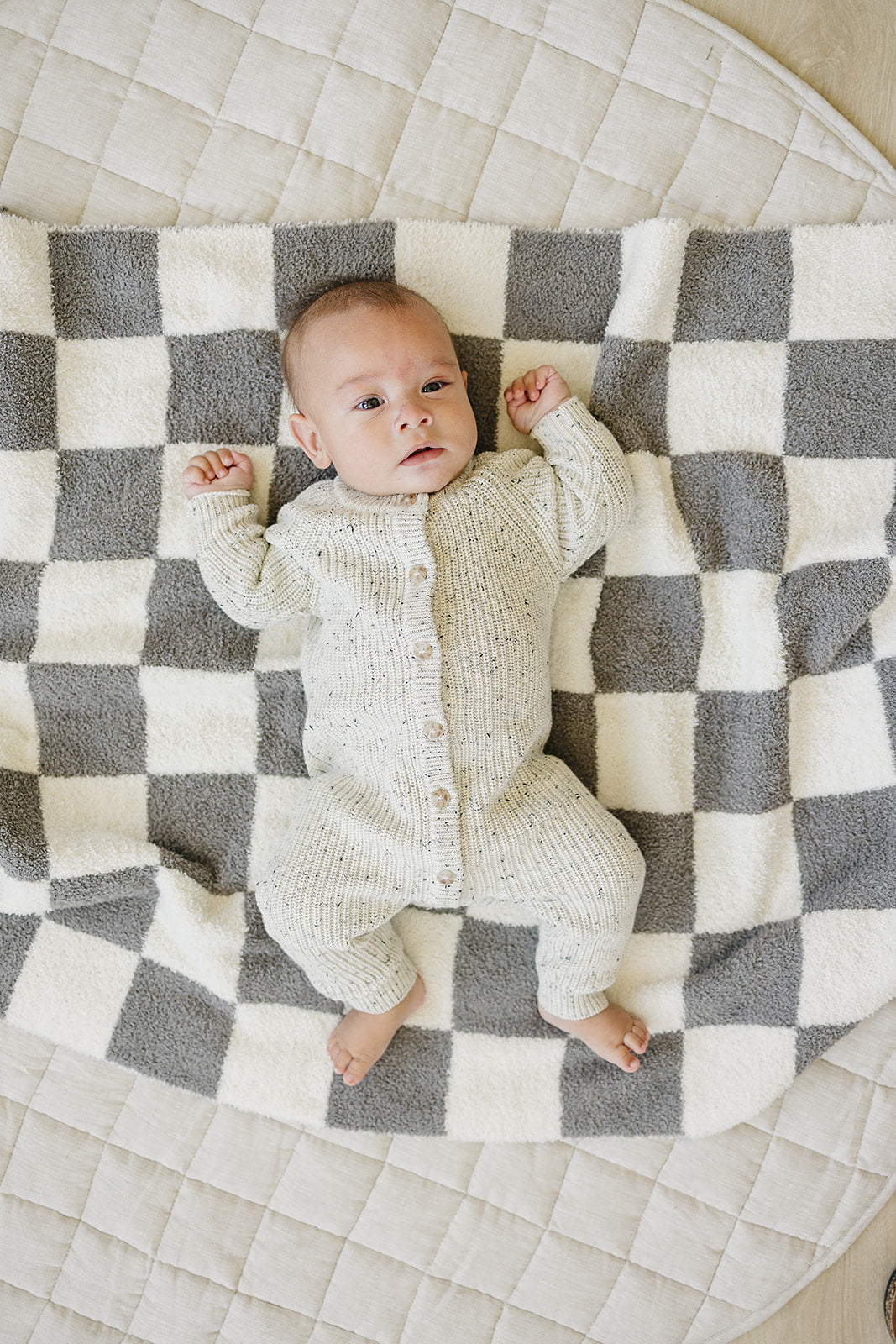 Mebie Baby Heather Grey Chunky Knit Romper