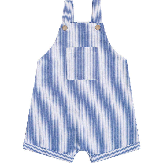 Mebie Baby Blue Stripe Short Linen Overalls