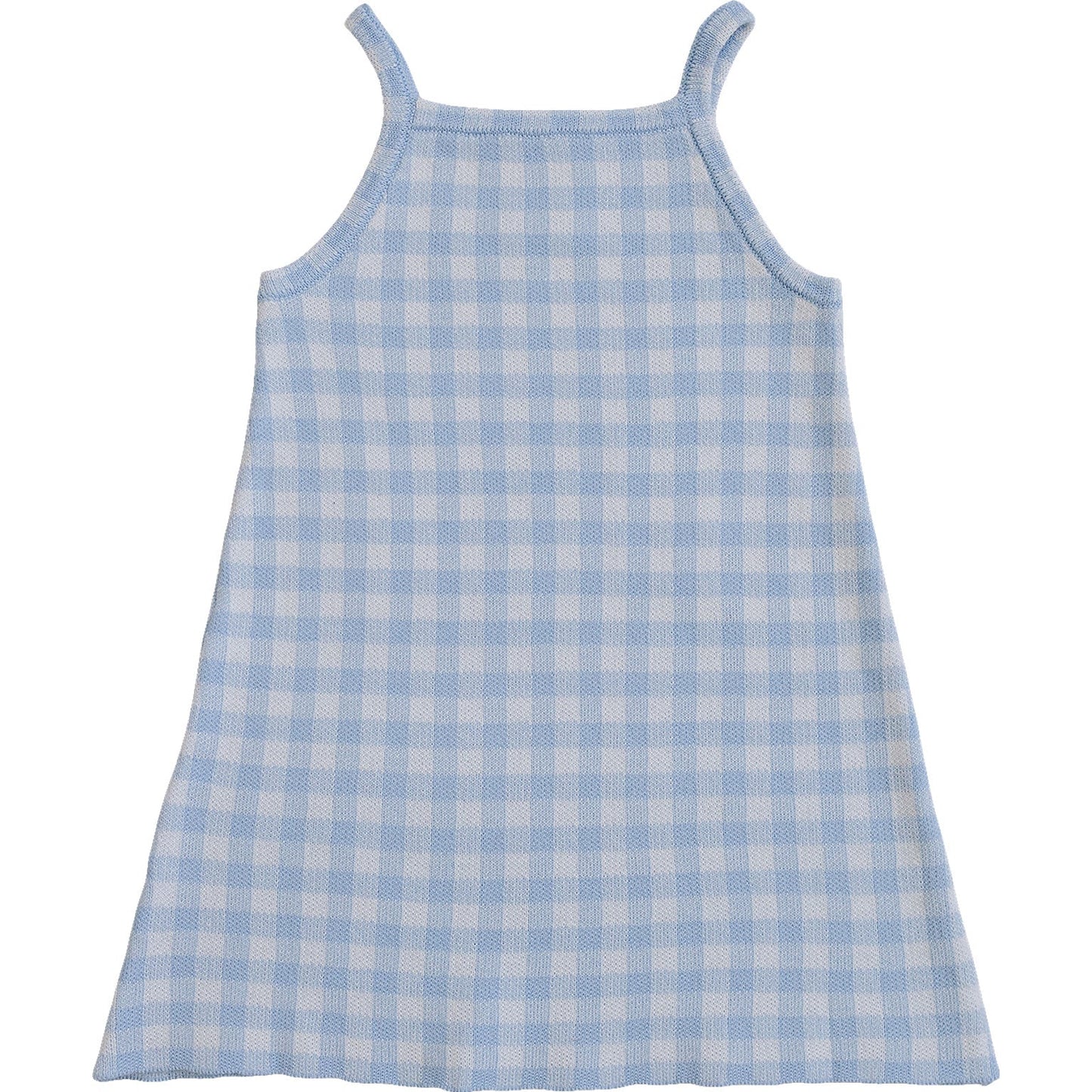 Mebie Baby Blue Knit Gingham Dress