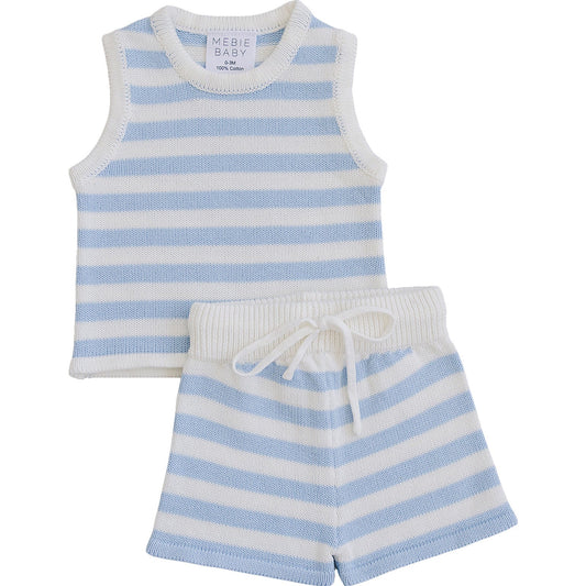 Mebie Baby Blue Stripe Short Tank Set
