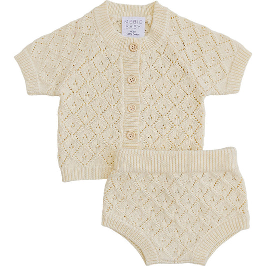 Mebie Baby Yellow Cardigan Bloomer Set