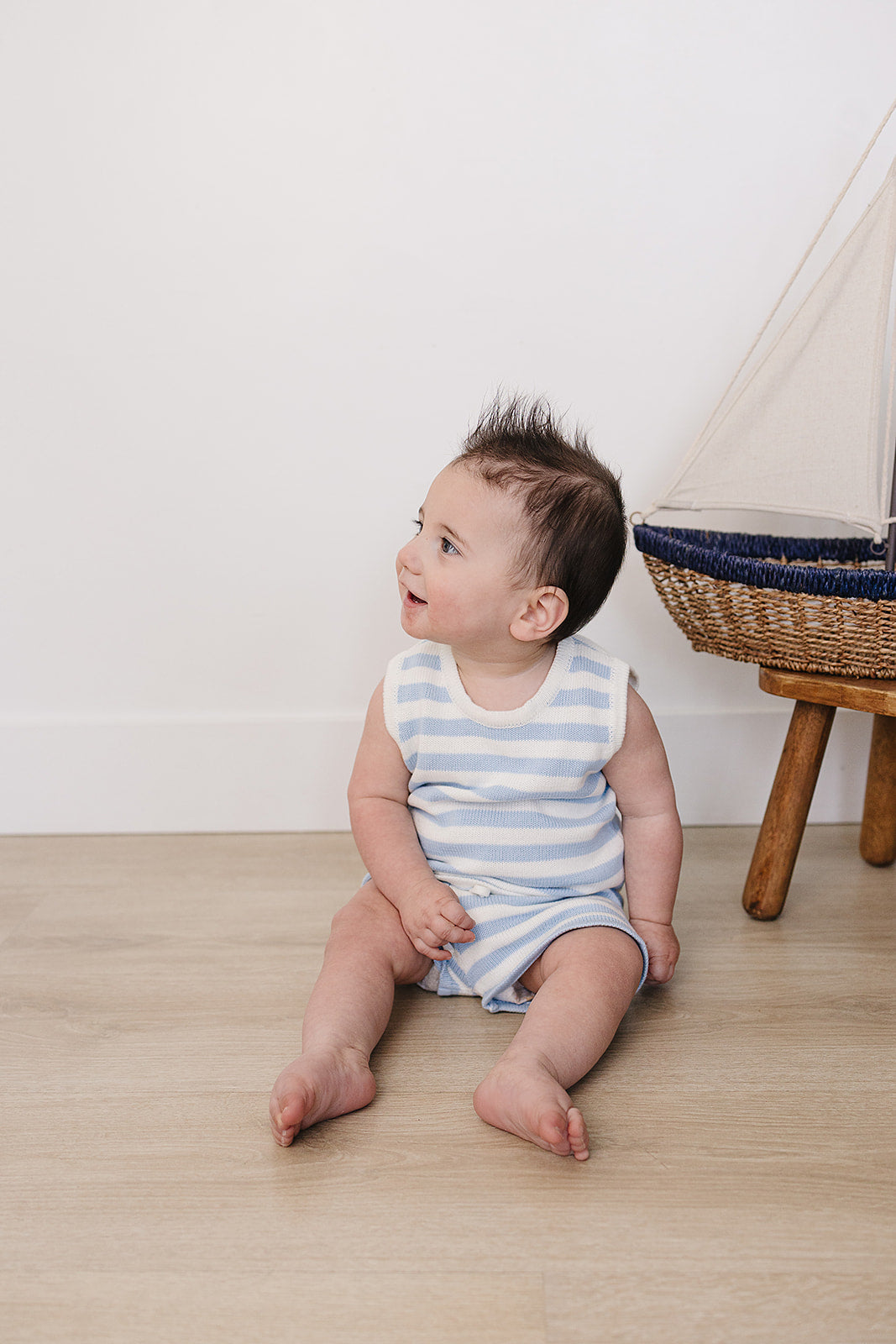 Mebie Baby Blue Stripe Short Tank Set