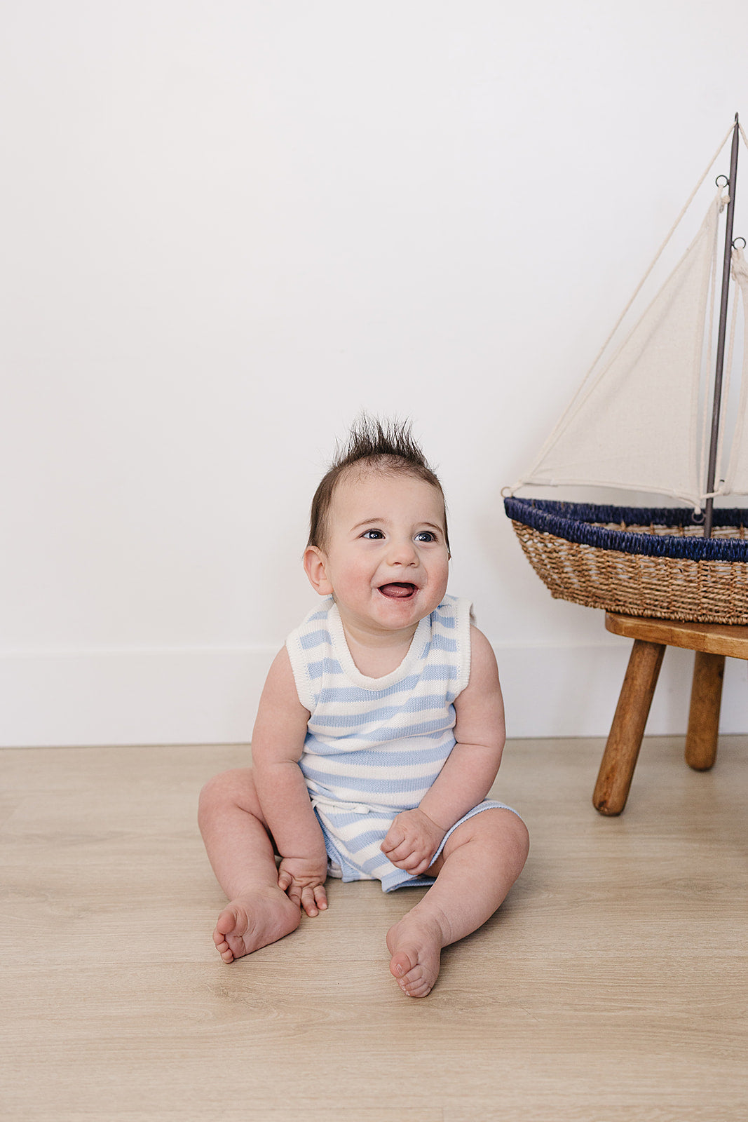 Mebie Baby Blue Stripe Short Tank Set