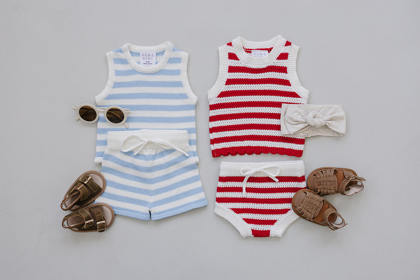 Mebie Baby Red Stripe Bloomer Tank Set