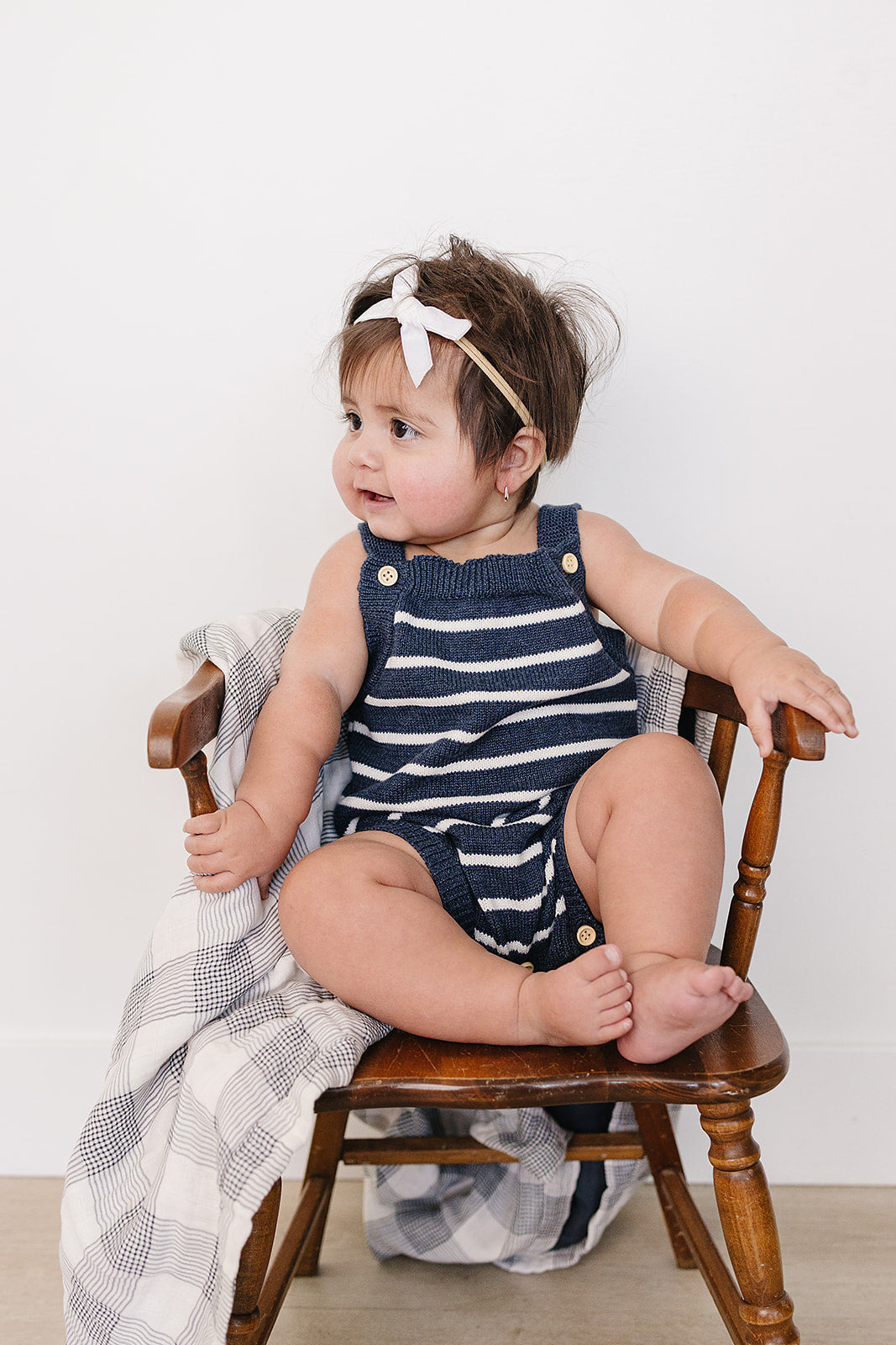 Mebie Baby Nautical Stripe Knit Bubble Romper