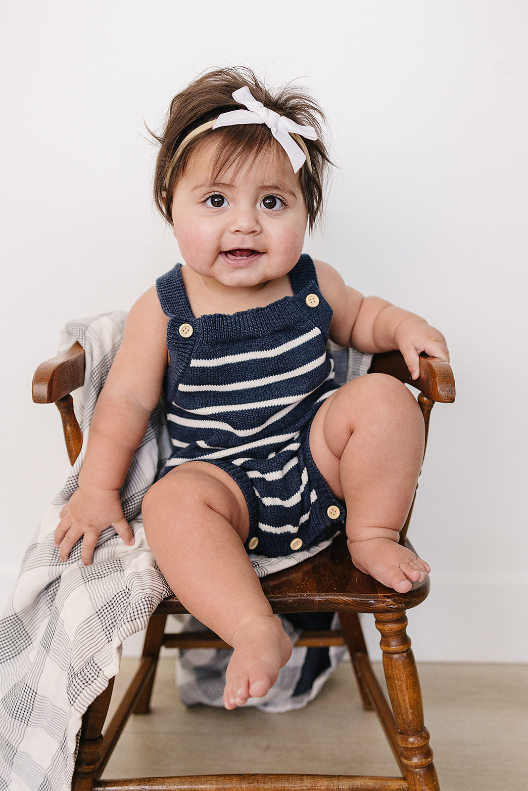Mebie Baby Nautical Stripe Knit Bubble Romper