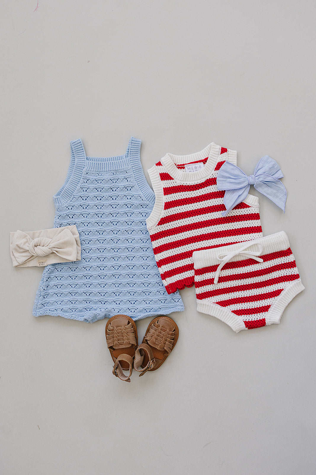 Mebie Baby Blue Knit Tank Romper