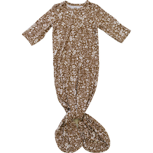 Mebie Baby Bamboo Knot Gown - Brown Floral