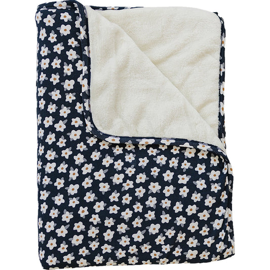 Mebie Baby Bamboo Fleece Quilt - Navy Daisy