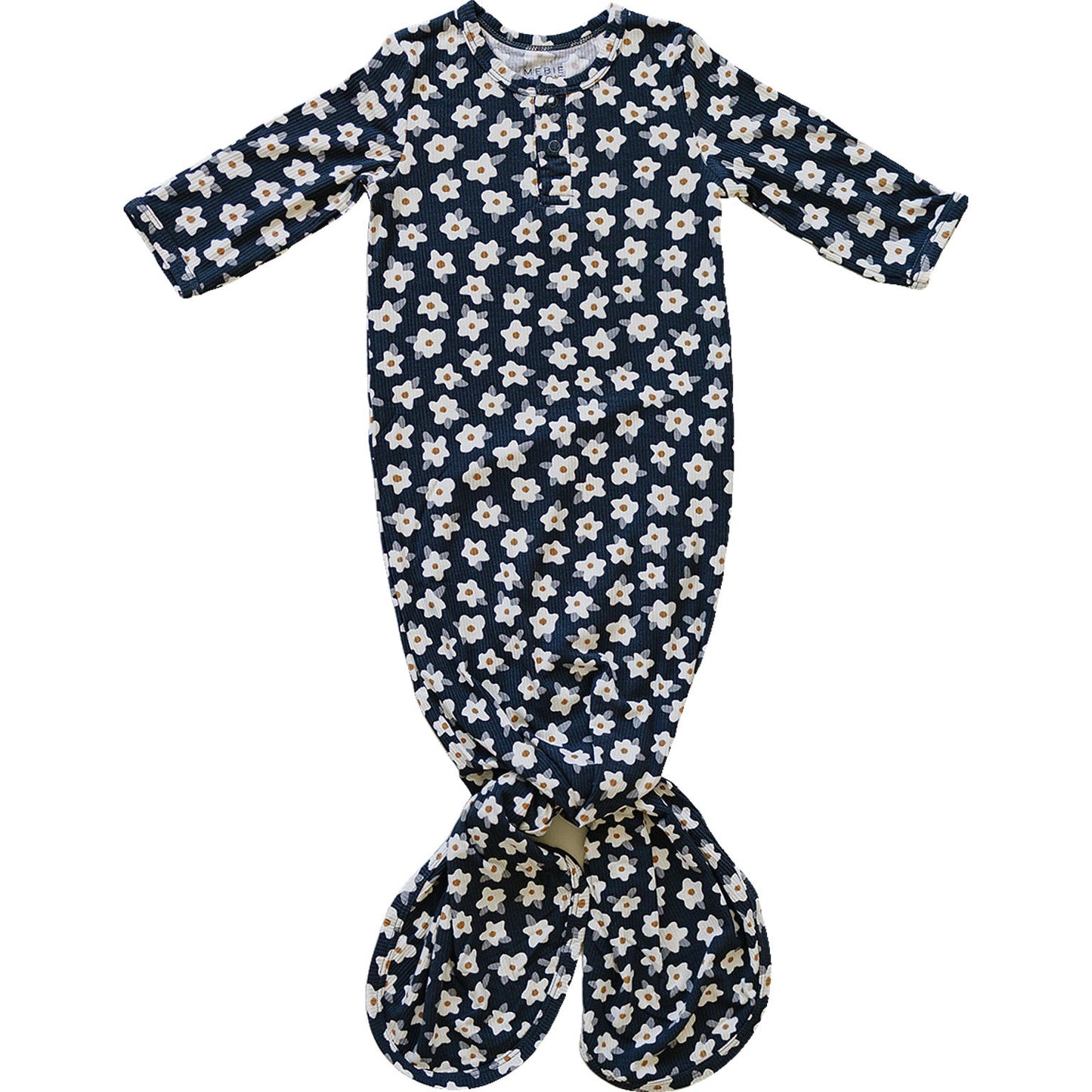 Mebie Baby Bamboo Knot Gown - Navy Daisy