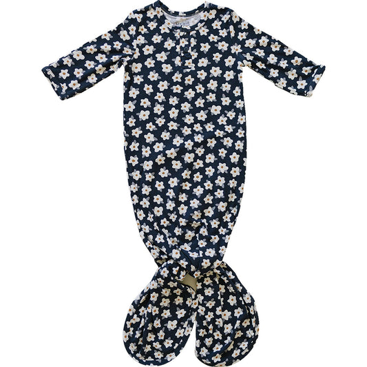 Mebie Baby Bamboo Knot Gown - Navy Daisy