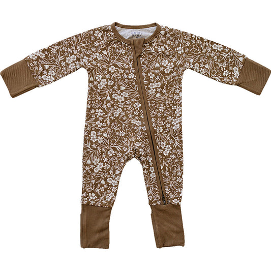 Mebie Baby Bamboo Romper - Brown Floral