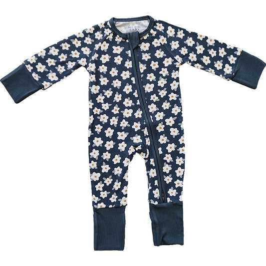 Mebie Baby Bamboo Romper - Navy Daisy