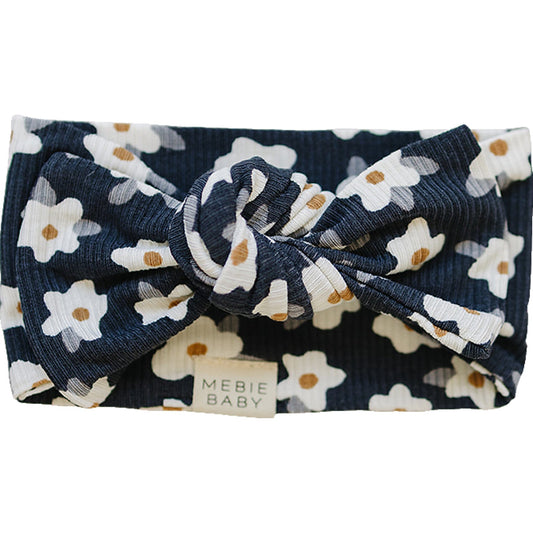 Mebie Baby Bamboo Head Wrap - Navy Daisy