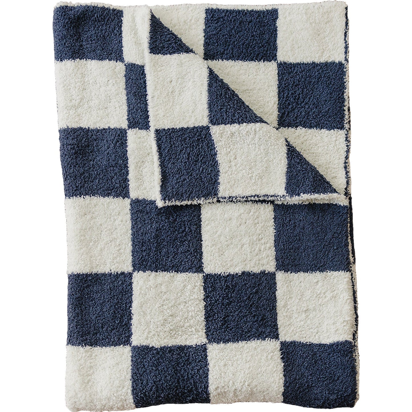 Mebie Baby Plush Blanket - Navy Checkered