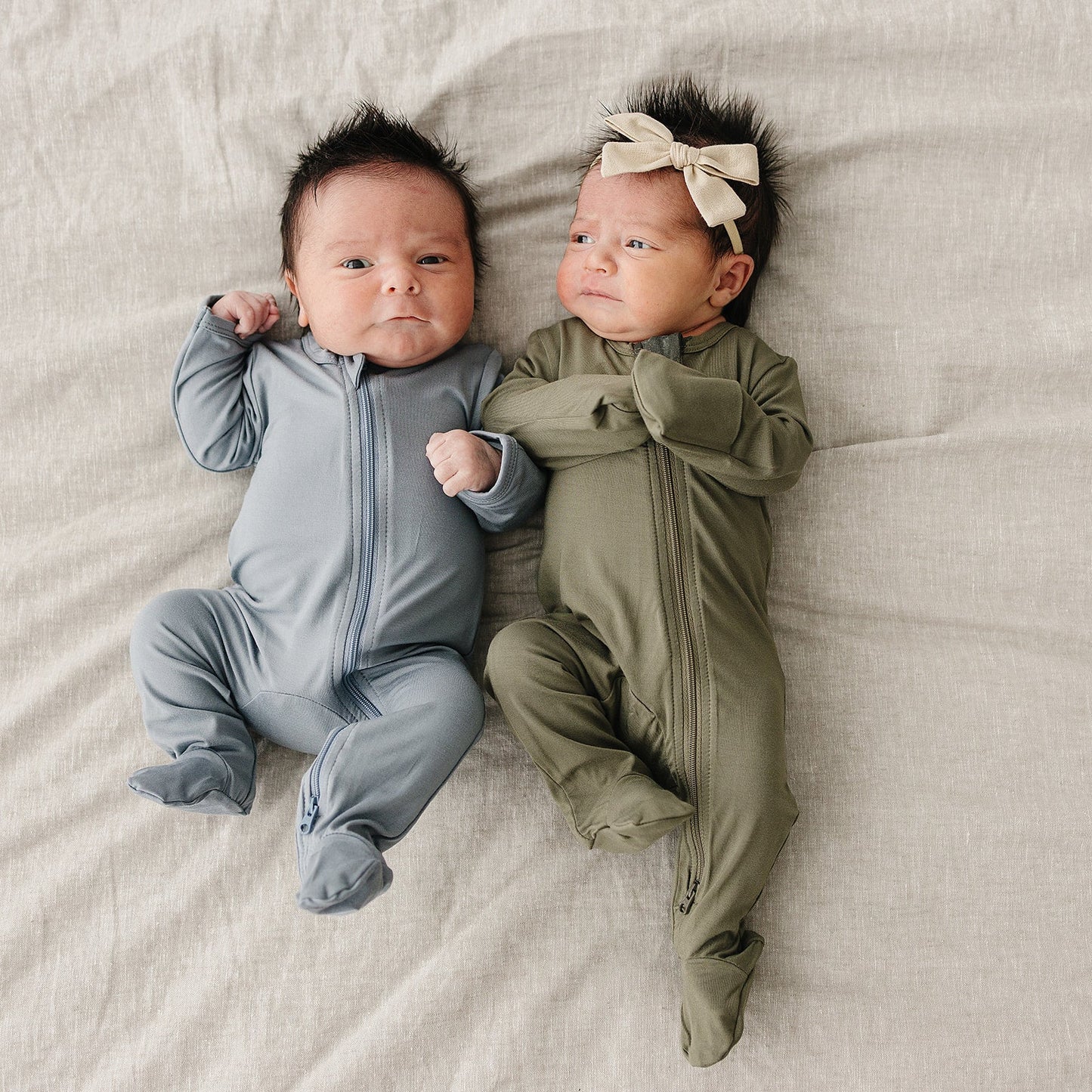 Mebie Baby Bamboo Footed Romper - Dusty Blue