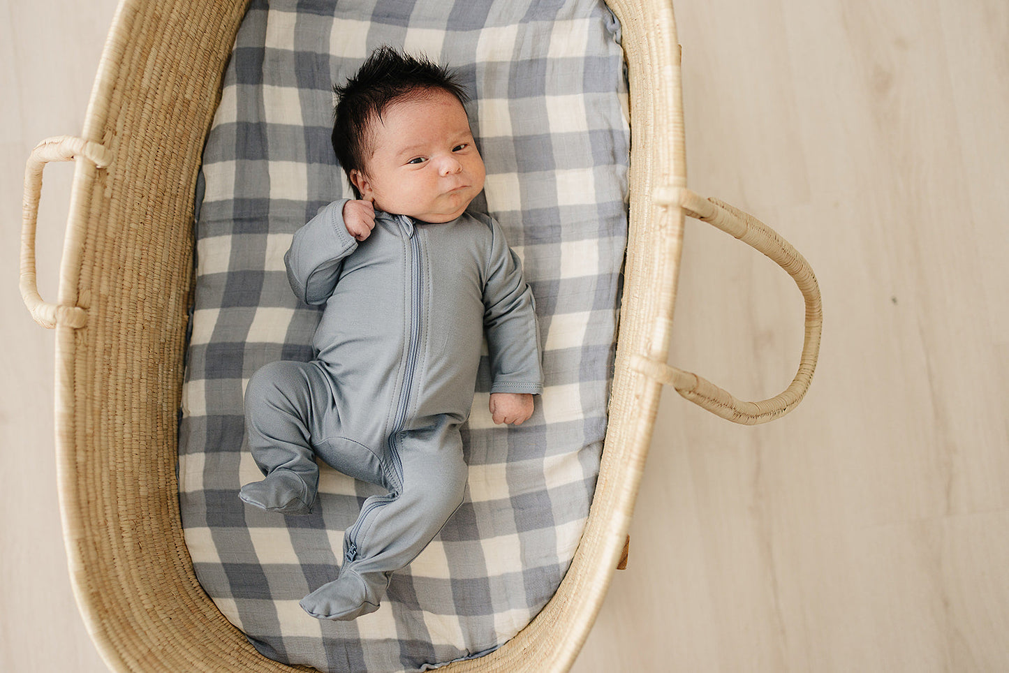 Mebie Baby Bamboo Footed Romper - Dusty Blue