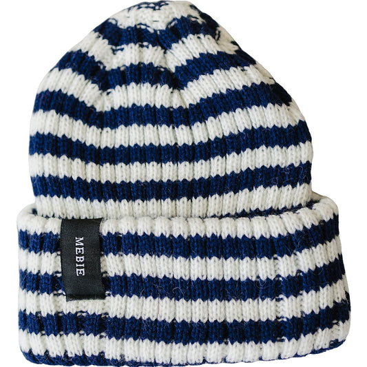 Mebie Baby Navy & White Stripe Chunky Knit Beanie