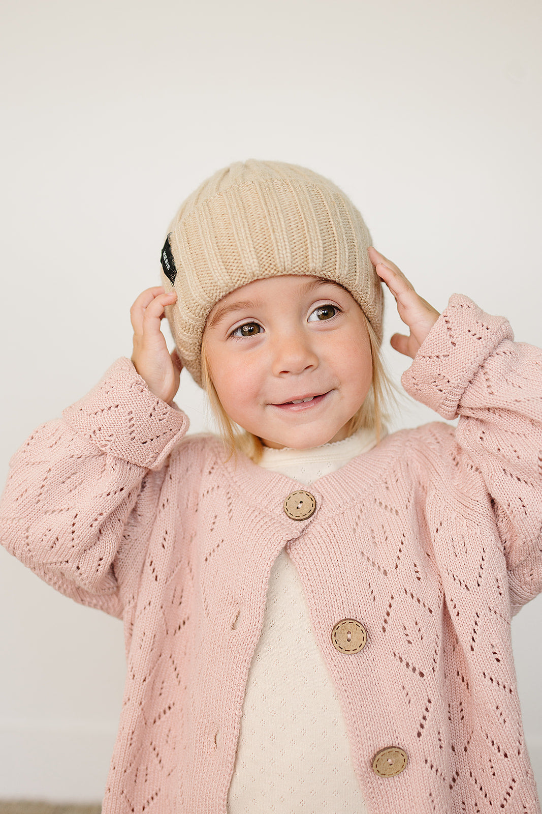 Mebie Baby Tan Chunky Knit Beanie