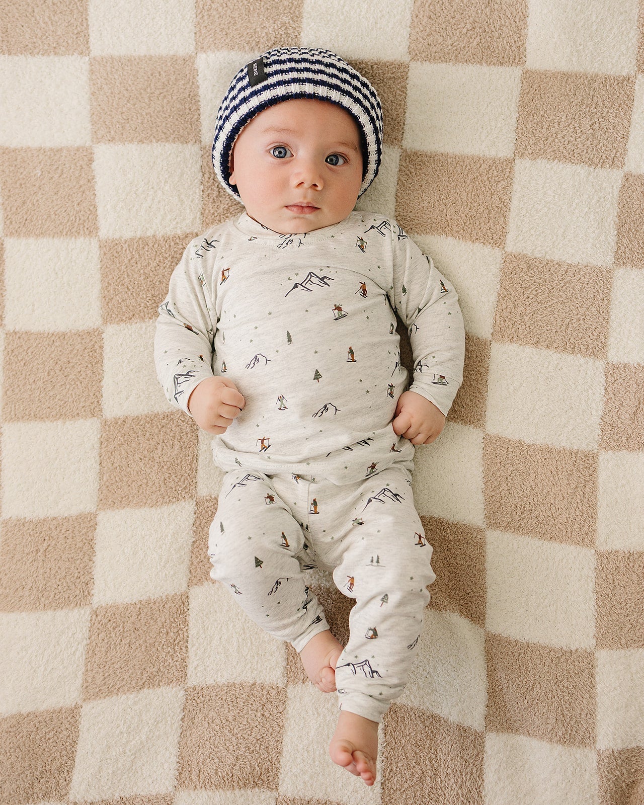 Mebie Baby Navy & White Stripe Chunky Knit Beanie