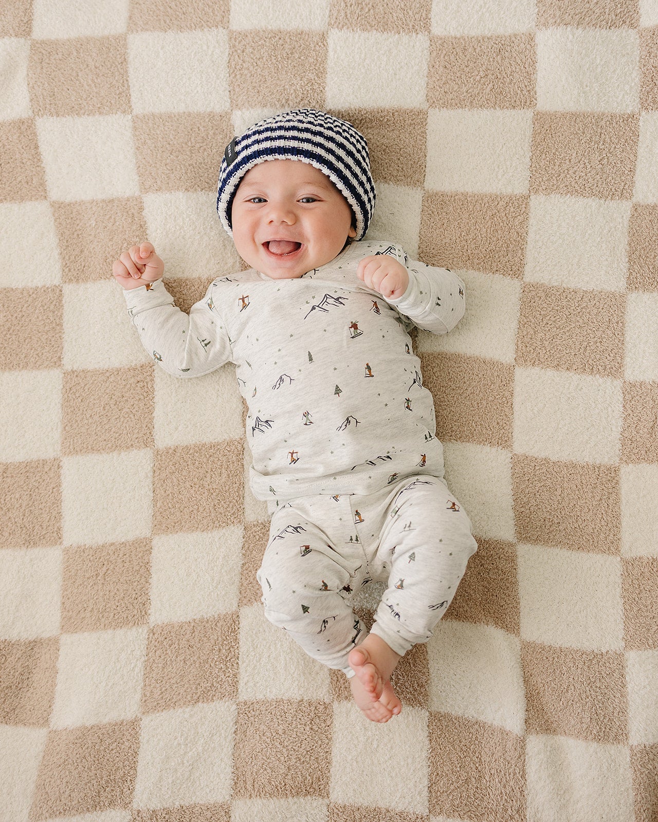 Mebie Baby Navy & White Stripe Chunky Knit Beanie