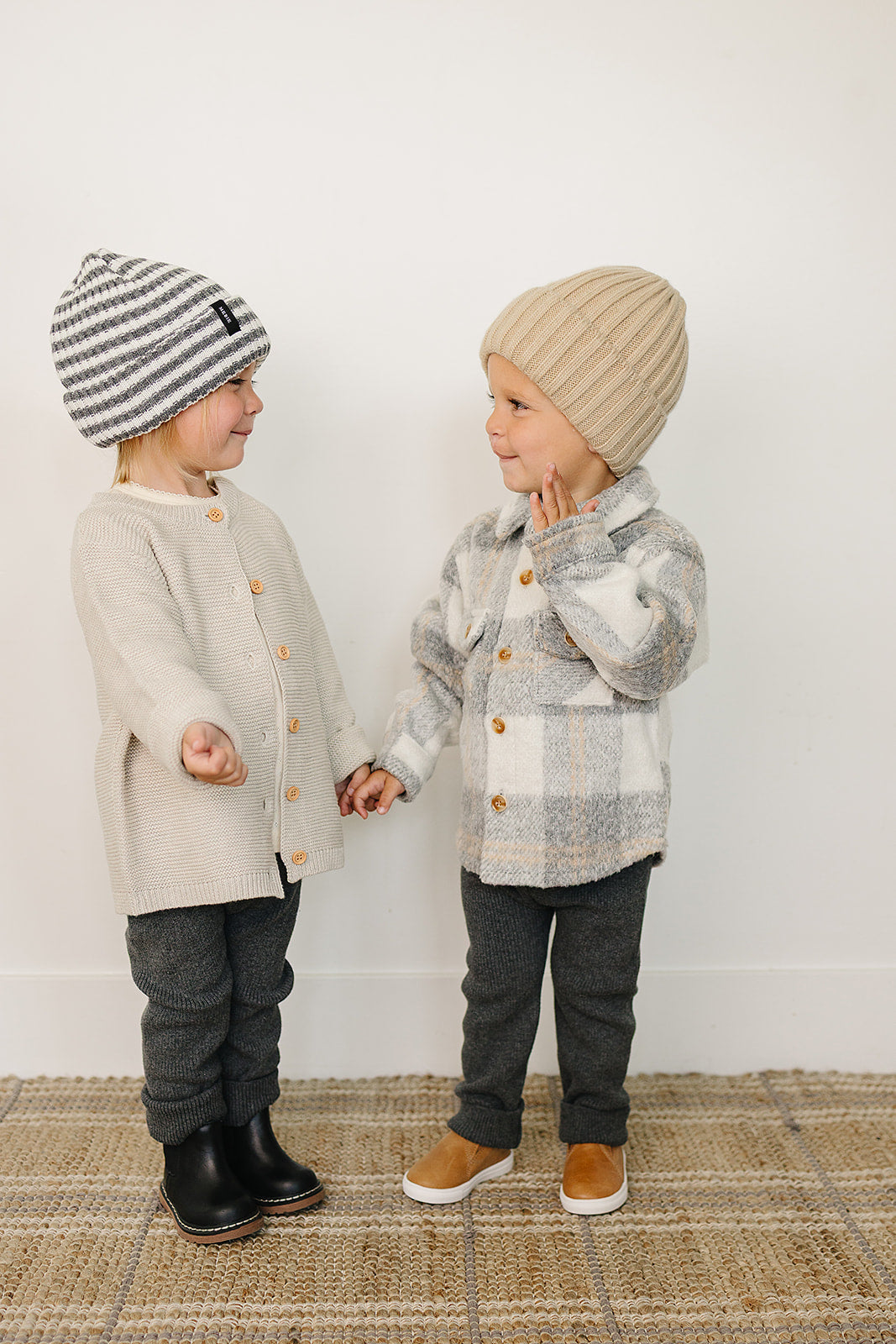 Mebie Baby Grey & White Stripe Chunky Knit Beanie