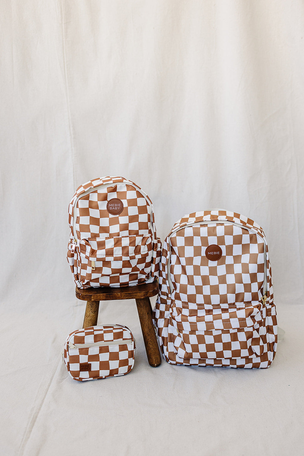 Mebie Baby Mini Backpack - Rust Wavy Checkered