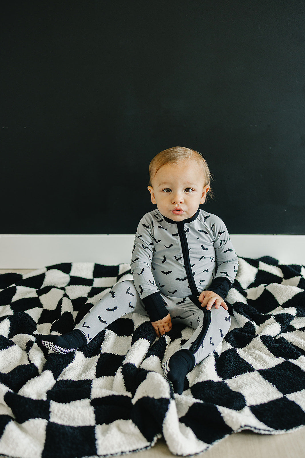 Mebie Baby Plush Blanket - Black & White Checkered - Atara & Co