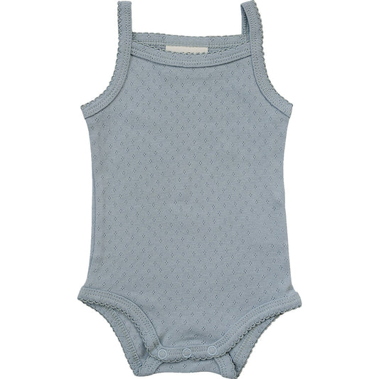 Mebie Baby Pointelle Tank Bodysuit - Dusty Blue